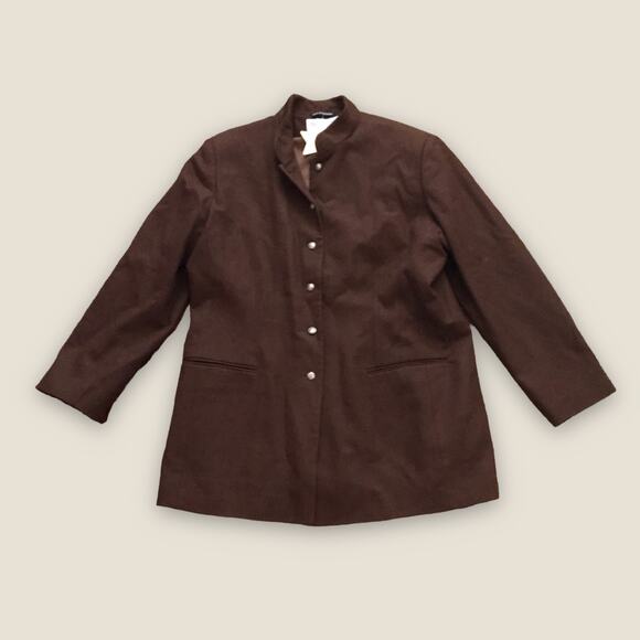 1990s VTG International Scene Wool Button Up Chocolate Brown Lightweight Jacket - Picture 1 of 4